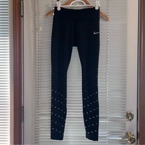 Nike Kids Girl’s Black Dri-Fit Leggings with White Patterned Dots Size XS